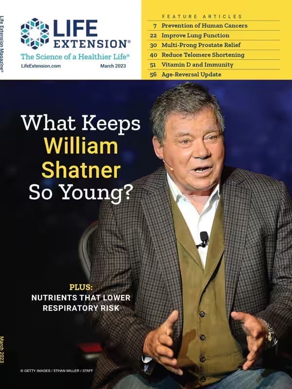Life Extension Magazine March 2023 Cover with William Shatner