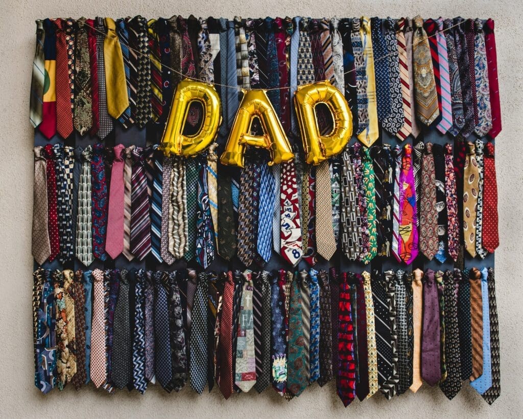 Father's Day tangible Gift yellow black and red ribbon