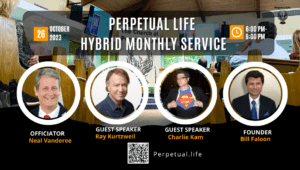 Super Longevity Technology discussion at Perpetual Life Hybrid Halloween Party with Ray Kurzweil and Bill Faloon.